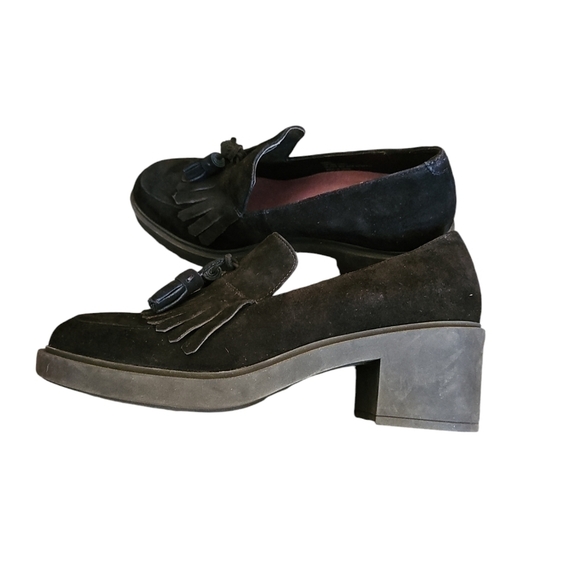 Aerosoles Gibes Heeled chunky Loafer Black Genuine Suede sz 9.5 SH461 - Picture 6 of 7